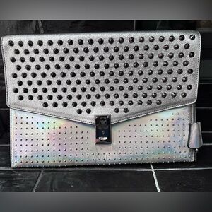 ✨MCM Studded Metallic Minaudière / Large Clutch Silver ✨Runway-Era • Collectible